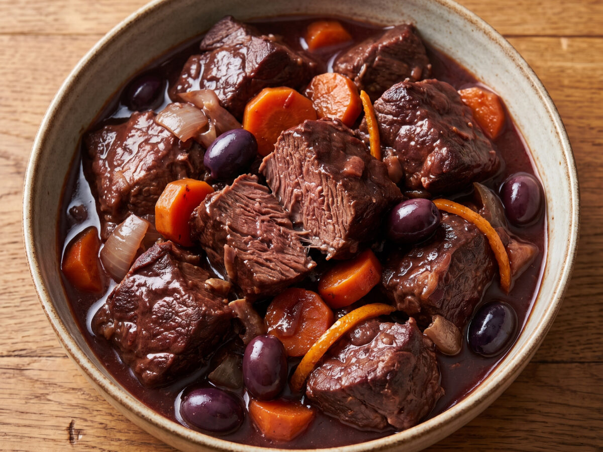 Bœuf en daube provençale mit Rotwein und Orange
