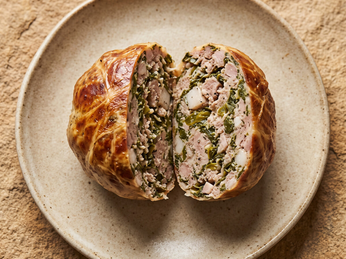 Caillette ardéchoise: Pâté mit Mangold und Spinat