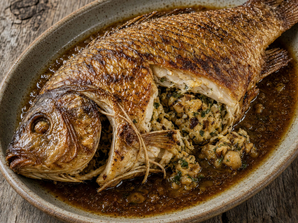 Carpe à la broche – gefüllter Karpfen aus dem Périgord