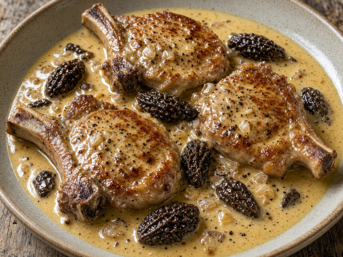 Côte de veau aux morilles et au vin jaune