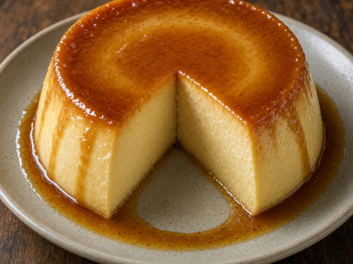 Cremiger Eierflan mit Karamell
