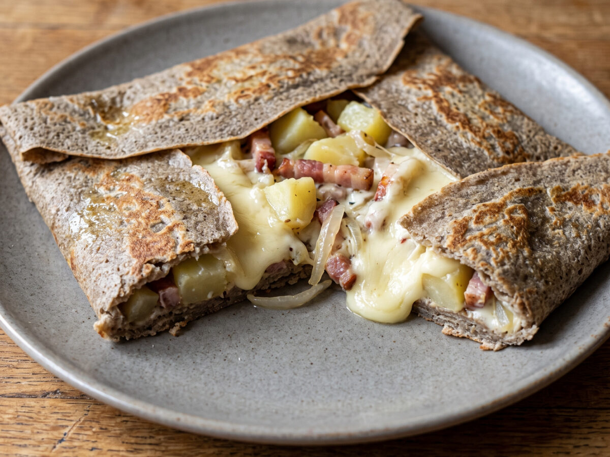 Crêpes savoyardes mit Kartoffeln und Reblochon