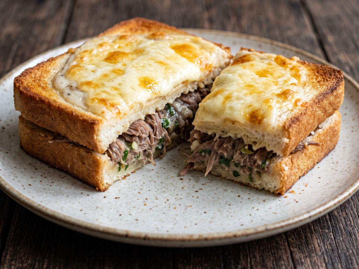 Croq'Gascon mit Entenconfit und Schafskäse