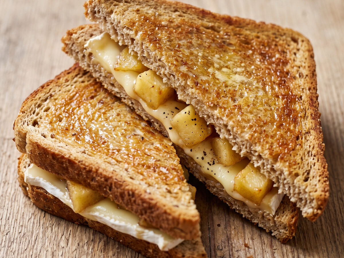 Croque-Normand mit Camembert, Apfel und Calvados