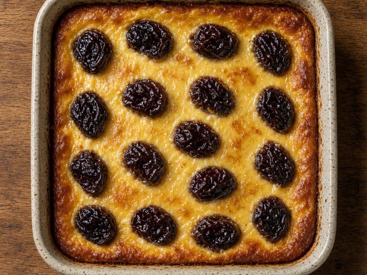 Goldbrauner Ofenflan mit bretonischem Charakter