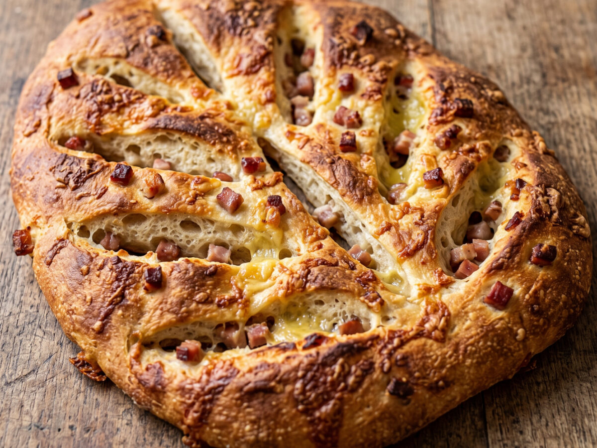 Fougasse aux lardons et au comté