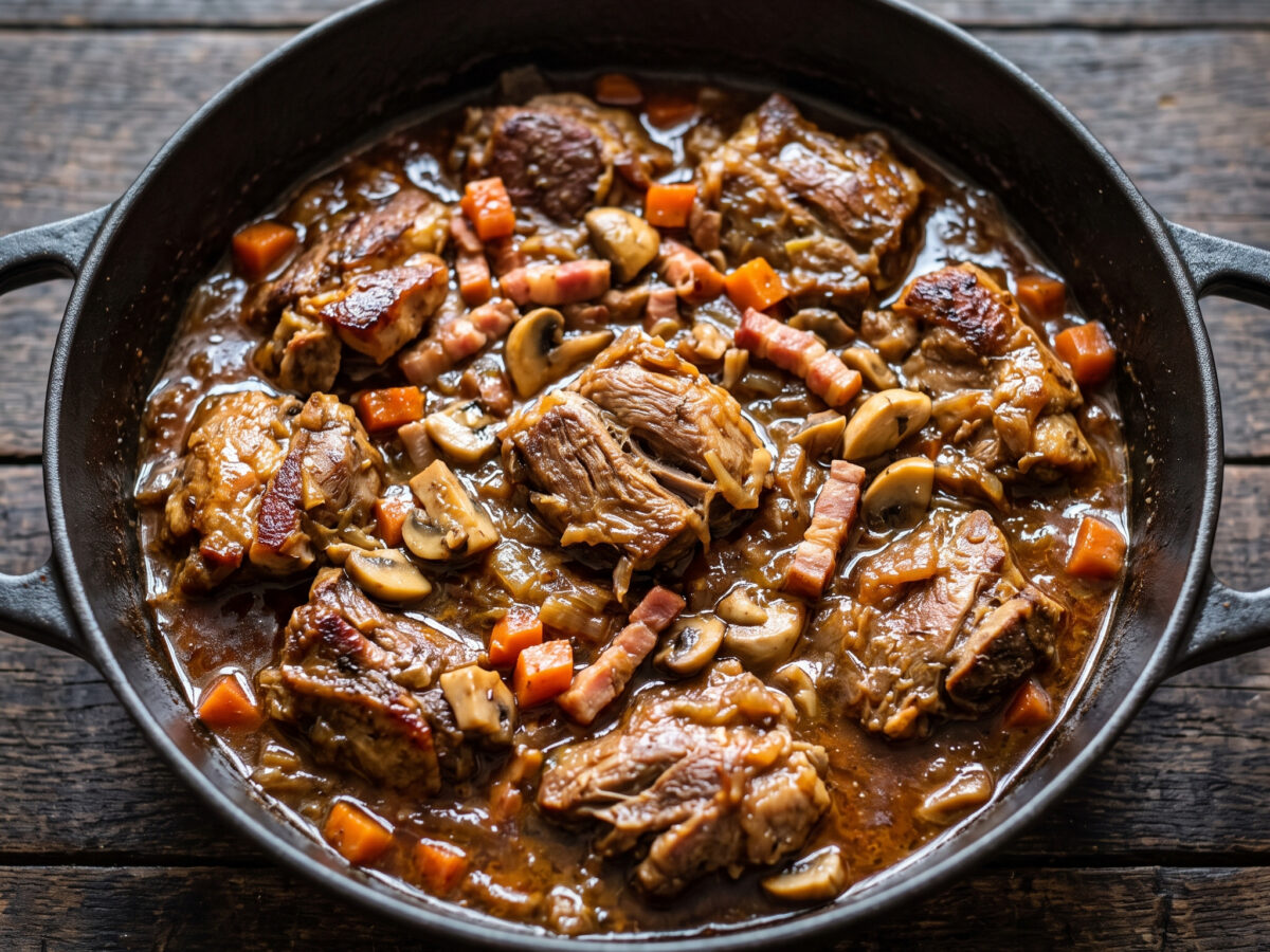 Limette, Rotwein und kräftige Schmorsauce