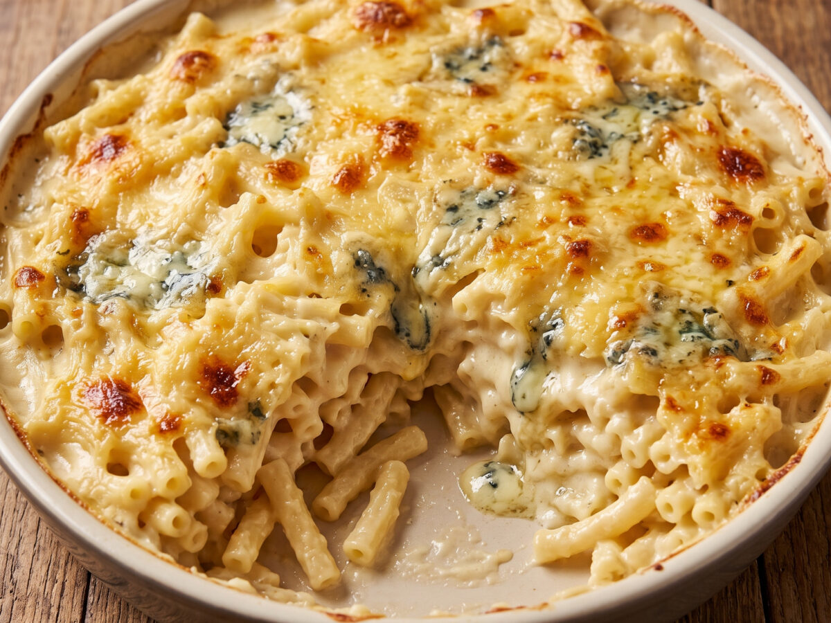 Gratin de macaronis au Roquefort aus Occitanie