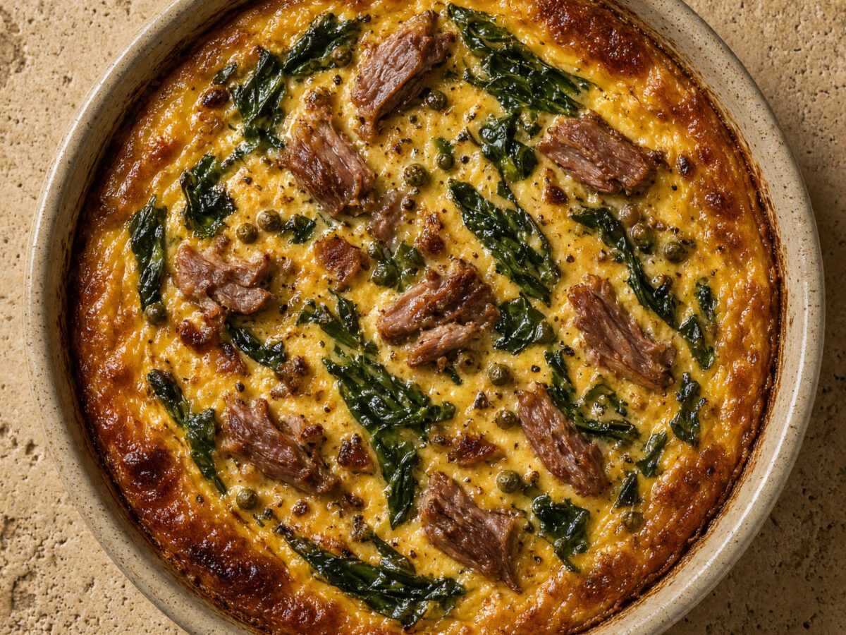 Flognarde salée au canard et aux épinards
