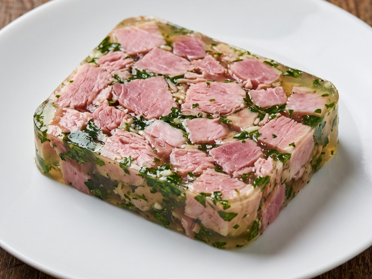 Kräuter-Gelée mit zartem Schweinefleisch