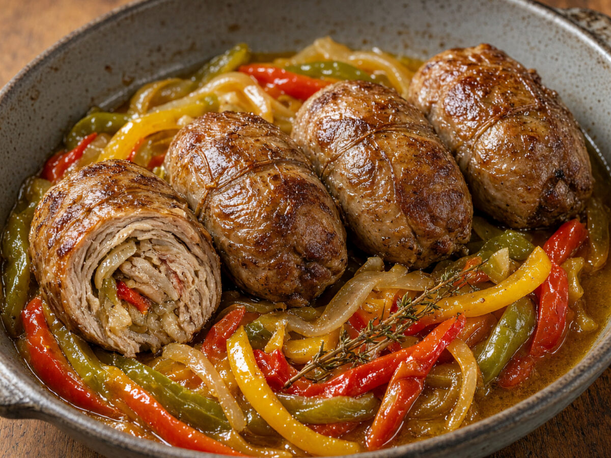 Paupiettes de veau aux trois poivrons