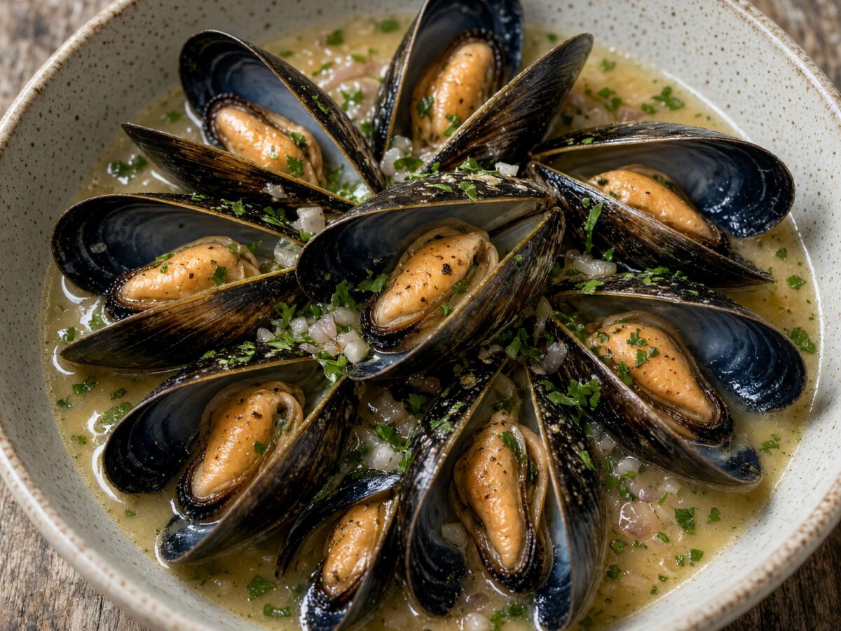 Moules marinières: Muscheln im Weißweinsud