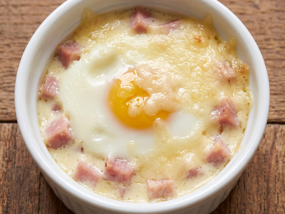 Œufs cocotte mit Schinken und Gruyère