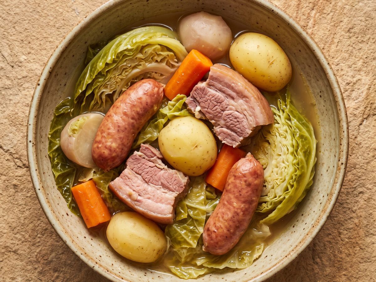 Potée auvergnate: Kohl, Wurst und Schweinefleisch aus dem großen Topf