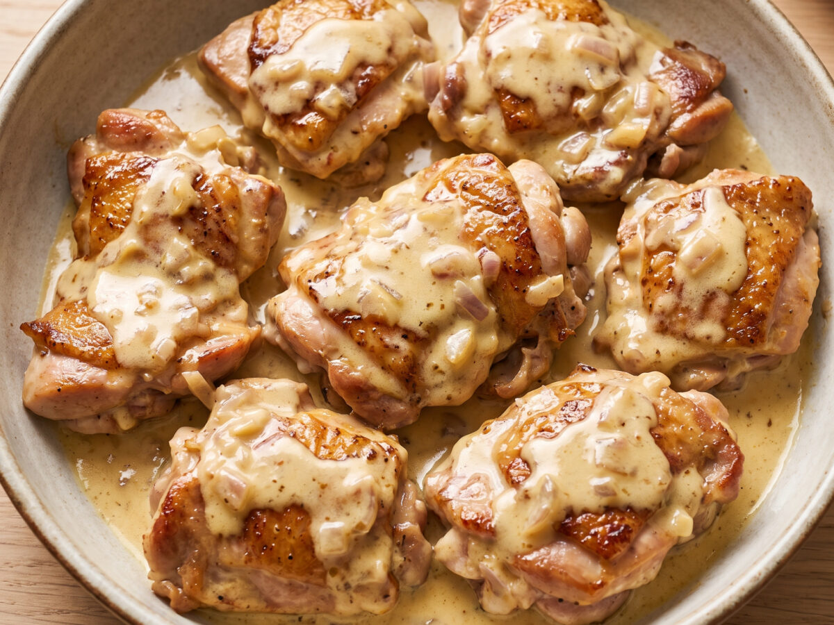 Poulet au Maroilles: Hähnchen in cremiger Biersauce