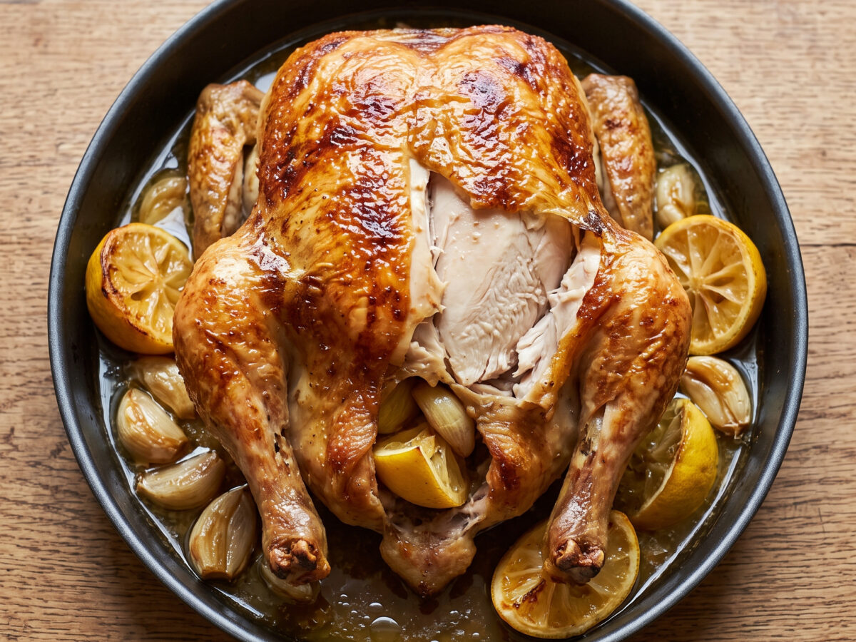 Poulet rôti au citron et à l’ail
