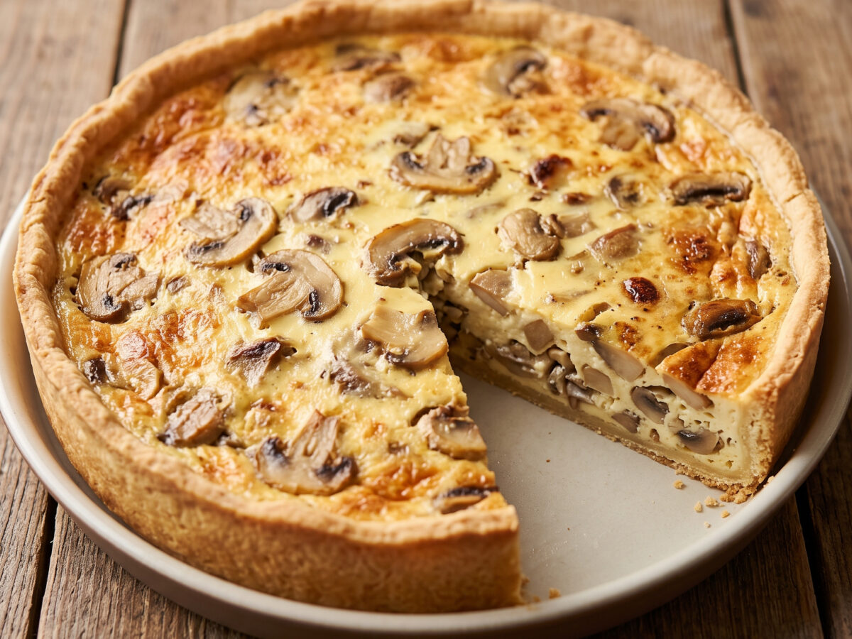 Quiche aux champignons – cremige Pilzfüllung im Brisée-Teig