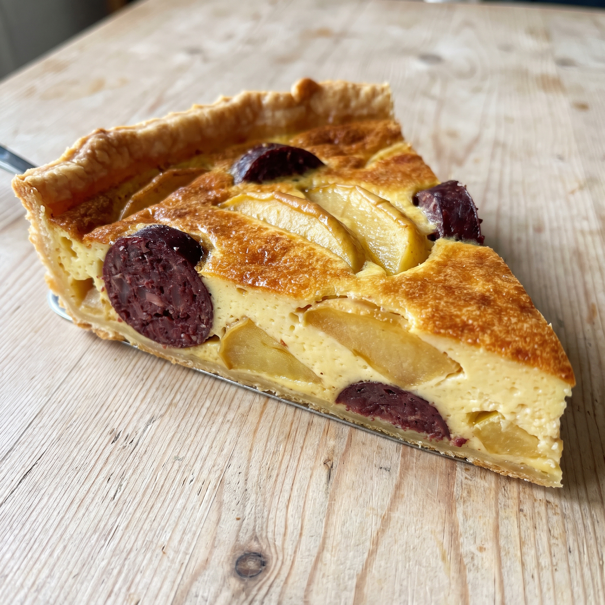 Quiche mit Boudin de Paris und Äpfeln