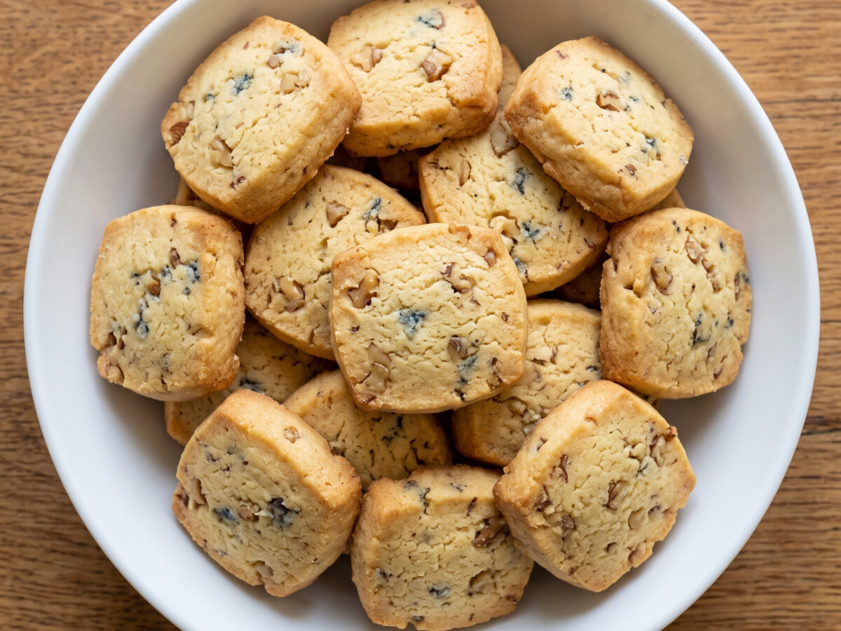 Sablés au bleu d’Auvergne und Walnüssen
